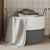  The Living Store Košara za shranjevanje siva in bela Ø51x33 cm bombaž - Košara Za Shranjevanje, (21486638) | Shoptok.si
