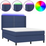  Krevet box spring s madracem LED plavi 140x200 cm od tkanine | shoptok.hr