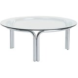 Ellos Home Okrogla klubska mizica s stekleno mizno ploščo v sijajno srebrni barvi ø 100 cm Smycka – | Shoptok.si