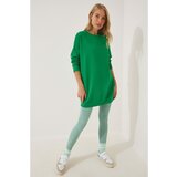 Happiness İstanbul Women's Green Oversize Long Seasonal Sweatshirt Cene