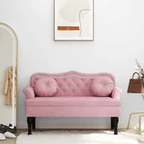  Klupa s jastucima Ružičasta 120 5 x 65 x 75 cm baršunasta