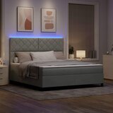  LED Box Spring Krevet Svijetlo siva 180 x 200 cm Baršun | shoptok.hr