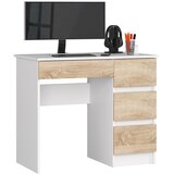 AKORD A-7 Računalniška Miza, Desna Izvedba, Bela/Hrast Sonoma, (5000332970) | Shoptok.si
