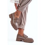 Boto Lacquered Loafers on Flat Heel Beige Jannah | Shoptok.si