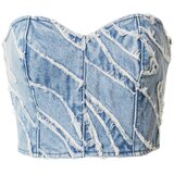Gestuz Top 'Larisa' moder denim / bela | Shoptok.si