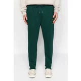 Trendyol Men's Green Regular/Regular Fit Geometric-Texture Embroidered Drawstring Elastic Leg Sweatpants.