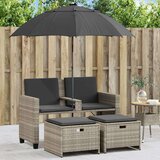 vidaXL Vrtna sofa 2-sjed sa suncobranom i tabureima svijetlo sivi | shoptok.hr