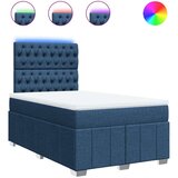 vidaXL Box spring postelja z vzmetnico modra 120x190 cm blago, (21306901) | Shoptok.si