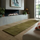 Flair Rugs Kaki zelena ručno rađena vunena staza 60x230 cm Checkerboard – | shoptok.hr