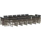  17-dijelni vrtni blagovaonski set s jastucima sivi poli ratan | shoptok.hr