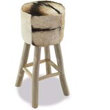 Barska stolica od prave kože i masivne tikovine | shoptok.hr