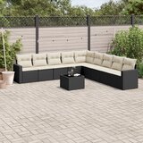  10-dijelni set vrtnih sofa s jastucima crni od poliratana | shoptok.hr
