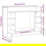  Zidni radni stol bijeli 105 x 48 x 75 cm od konstruiranog drva | shoptok.hr