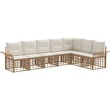  Set vanjskih sofa 7 pcs Prirodna i krema bijela Poliester | shoptok.hr