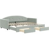  The Living Store Izvlečna dnevna postelja s predali svetlo siva 90x200 cm žamet - Izvlečna Dnevna Postelja, (21449945) | Shoptok.si