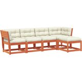  5-dijelni set vrtnih sofa s jastucima voštano smeđi od borovine | shoptok.hr