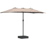 vidaXL Vrtni suncobran Sivo-smeđa 385 x 209 x 244 cm tkanina | shoptok.hr