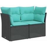  Vrtna sofa s jastucima za 2 osobe, crna, poliratan | shoptok.hr