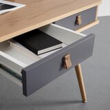 Bessagi Home retro pisalna miza lena, hrast, siva | Shoptok.si