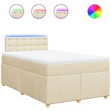 vidaXL Box spring postelja z vzmetnico krem 120x190 cm blago, (21310650) Cene