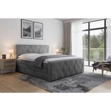 MID.YOU POSTELJA BOXSPRING 180 cm x 200 cm , kovina, umetna masa, tekstil, karton, leseni material svetlo siva | Shoptok.si