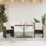  3-dijelni bistro set s jastucima crni od poliratana | shoptok.hr