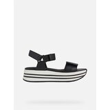 Geox White-black women's leather sandals on the platform Kency - Women | Shoptok.si