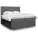 vidaXL Box spring postelja z vzmetnico temno siva 200x200 cm blago | Shoptok.si