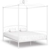  Posteljni okvir z ogrodjem za baldahin bel kovinski 180x200 cm | Shoptok.si