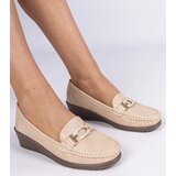 Gemre Beige women's wedge moccasins made of eco-leather Kappi | Shoptok.si