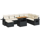  9-dijelni set vrtnih sofa s jastucima crni od poliratana bagrem | shoptok.hr