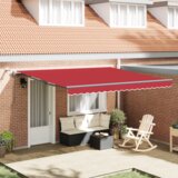 vidaXL Automatska uvlačiva tenda s LED Crvena 400x350 cm, Zamjena tkanine tende za konstrukciju 4x3.5 m Crvena | shoptok.hr