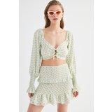Trendyol Ecru Flower Patterned Ruffle Detailed Bottom-Top Set | Shoptok.si