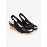 GOODIN Black openwork wedge sandals | Shoptok.si