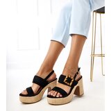 Gemre Black block heel sandals with a buckle Elevira | ePonuda.com