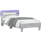  Krevetna konstrukcija s LED svjetlom Betonska siva 80 x 200 cm | shoptok.hr