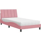 Krevet s madracem Hanko ružičasti 100x200 cm baršunasti | Eponuda.com