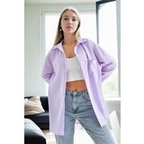 Dewberry 49999 Blue Wrinkled Detailed Striped Women Shirt-LILAC Cijene