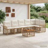  Set vanjskih sofa 7 kom. Prirodna i krema bijela Poliester | shoptok.hr