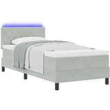 vidaXL Box Spring Krevet s Madracem & LED Svjetlom Siva 100x200 cm Baršun Cijene