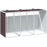  Spremište za 3 kante za otpad smeđe 216x81x115 cm čelično | shoptok.hr