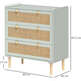  Komoda za spavaću sobu s 3 ladice fronte od ratana ormar za hodnik ulazno predsoblje MDF zelena | shoptok.hr