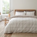 Bianca Kremno bela/sivorjava flanelna posteljnina za zakonsko posteljo 200x200 cm Brushed Regal Check &amp;ndash; Slike