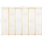 vidaXL Sobna pregrada sa 6 panela od tkanine 240 x 170 x 4 cm krem | shoptok.hr