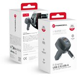 forcell Auto punjač Forcell F-Energy Alu USB C + USB A + uvlačivi kabel USB C PD QC4.0 SFC2.0 3A 75W crni | Shoptok.si