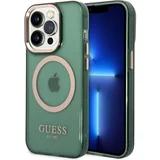 guess maska za iphone 14 pro max gold outline translucent kaki magsafe