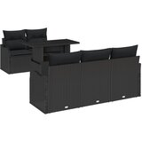 vidaXL set vrtnih sofa od 6 komada s jastučićima crna poli ratan, 2-sjedna vrtna sofa s pohranom i jastučićima crna poli ratan Cijene