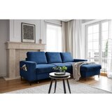 Miuform Temno modra raztegljiva kotna sedežna garnitura iz rebrastega žameta (desni kot) Lofty Lilly – | Shoptok.si