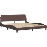  Posteljni okvir z LED lučkami rjav 180x200 cm umetno usnje | Shoptok.si