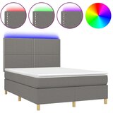  Box spring postelja z vzmetnico LED temno siva 140x200 cm blago, (20725092) | Shoptok.si